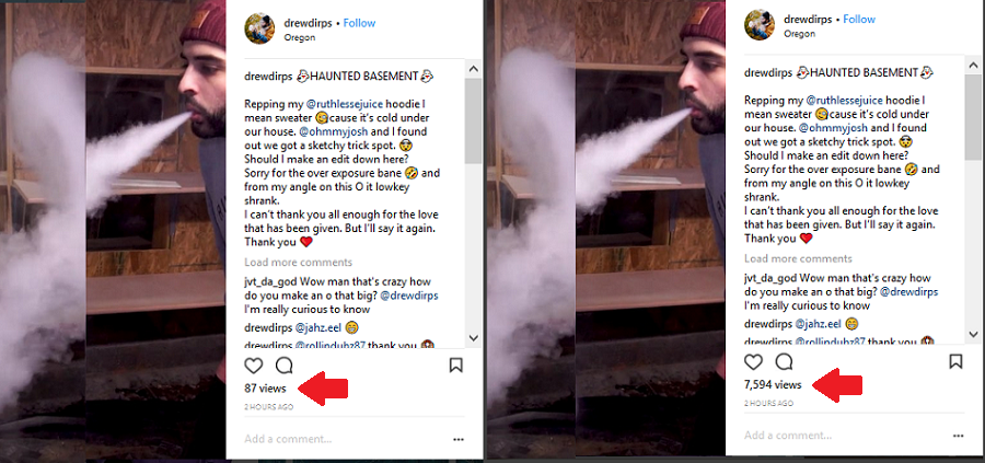 Instagram Video Views Before and After Purchase